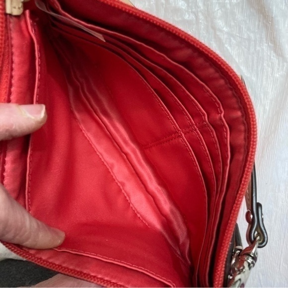 Coach Peyton red wristlet clutch bag